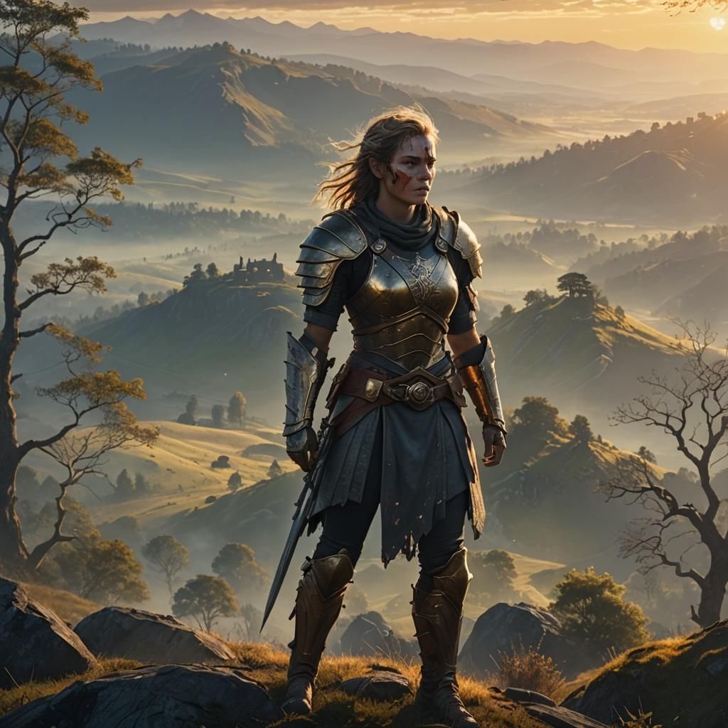 Battered Warrior at Dawn: Digital Matte Painting