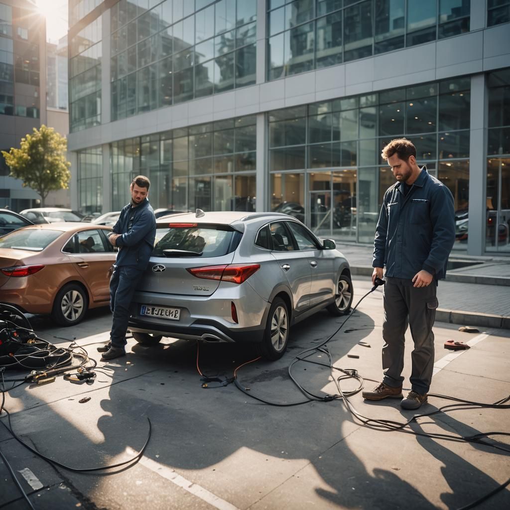 Car Mechanic Accident in Photorealistic Style