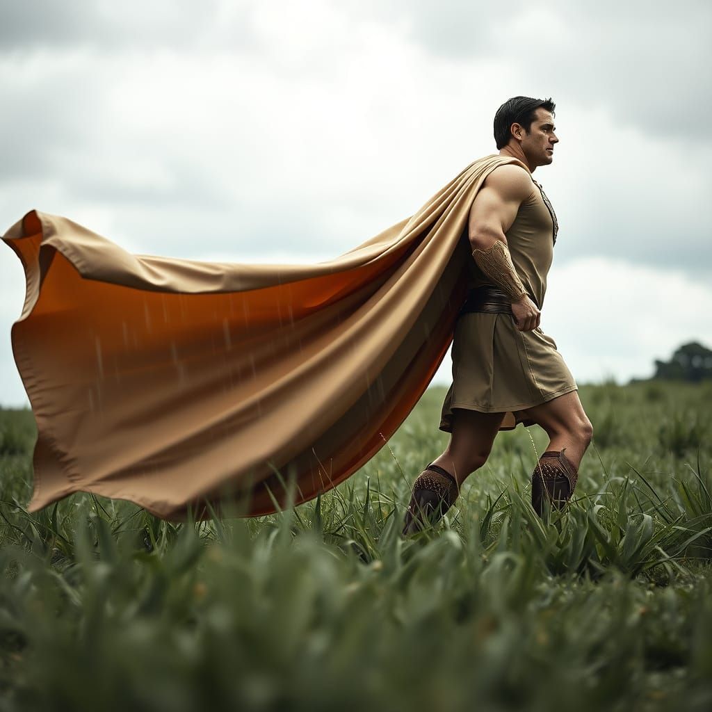 Hercules Superman in Beige Costume with Long Cape