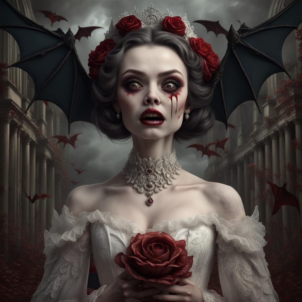 Terrified Vampire Bride in Mark Ryden Style