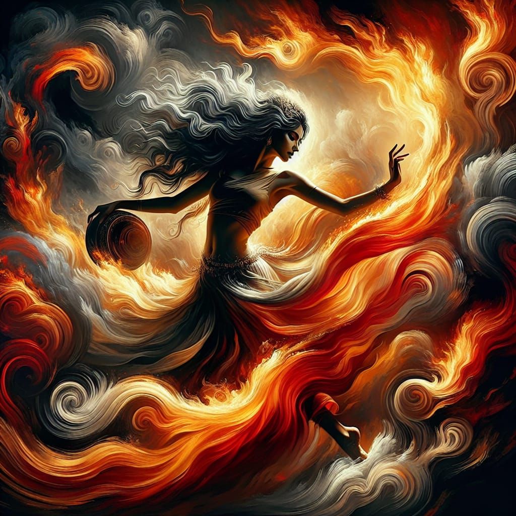 Passionate Dancer Amidst Raging Flames
