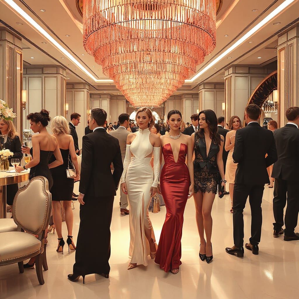 Exclusive Party with Glamorous Celebrities in Futuristic Sty...