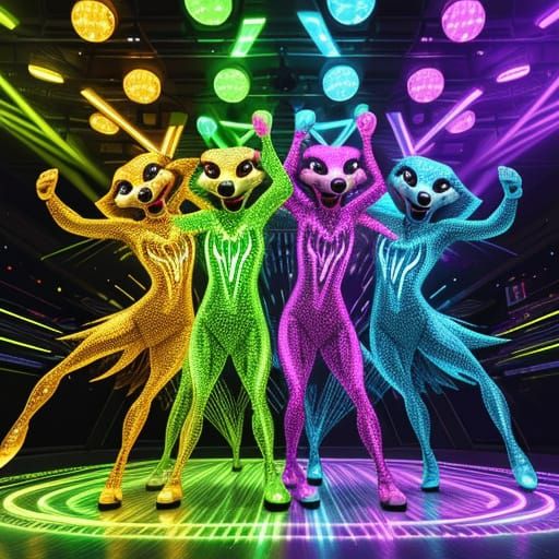 Meerkats Dancing in a Neon Disco