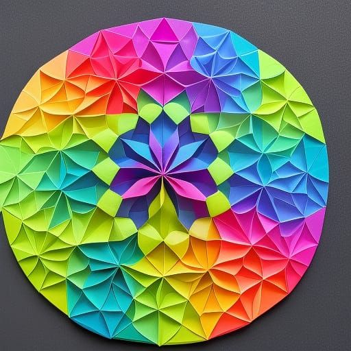 Rainbow Origami Tree of Life Papercraft
