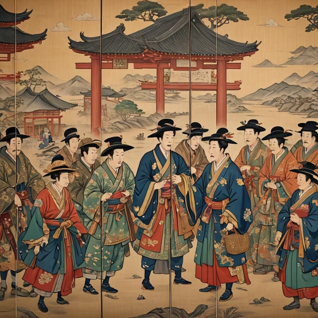 Nanban Screen with Portuguese Merchants in Japan