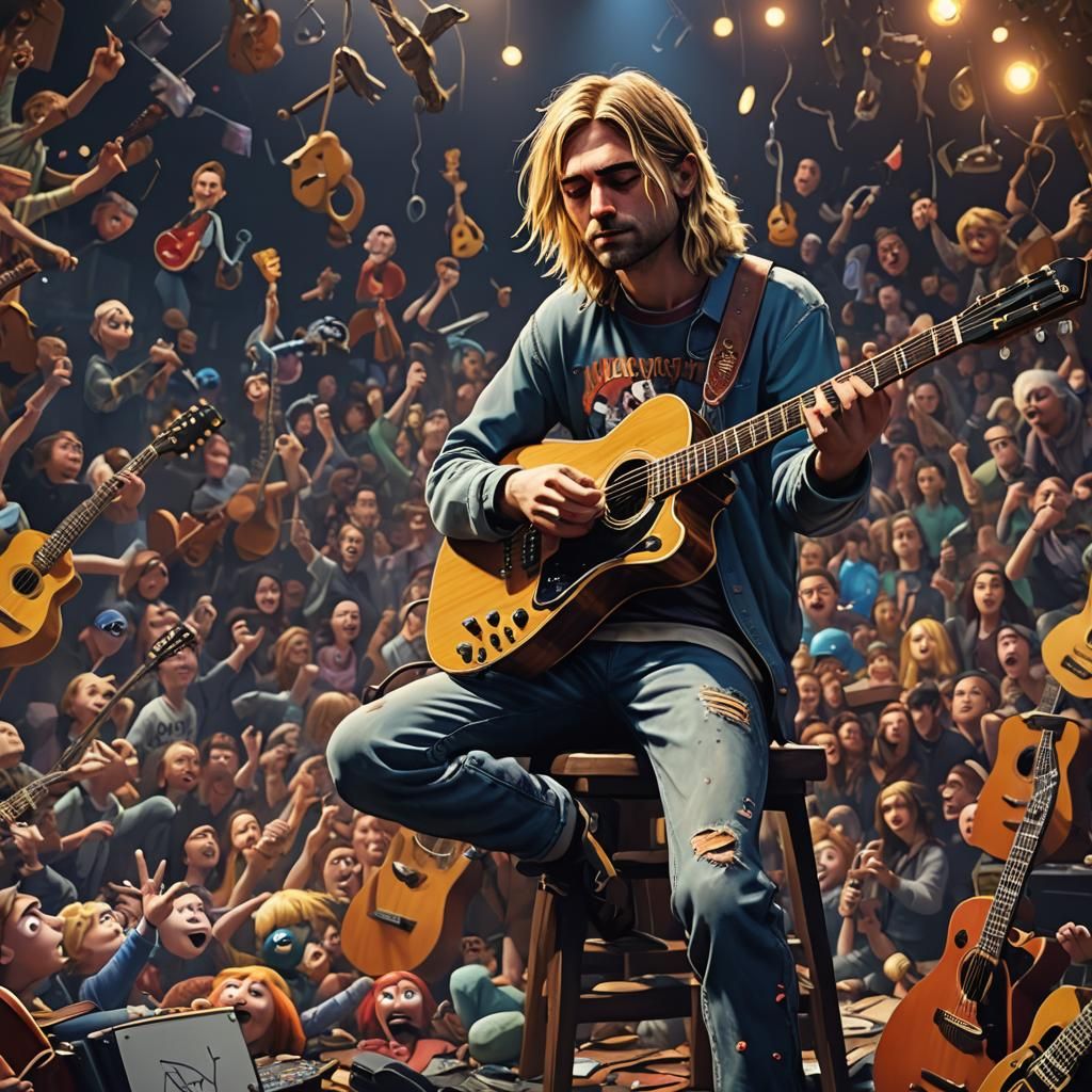 Kurt Cobain in Pixar Cartoon Style