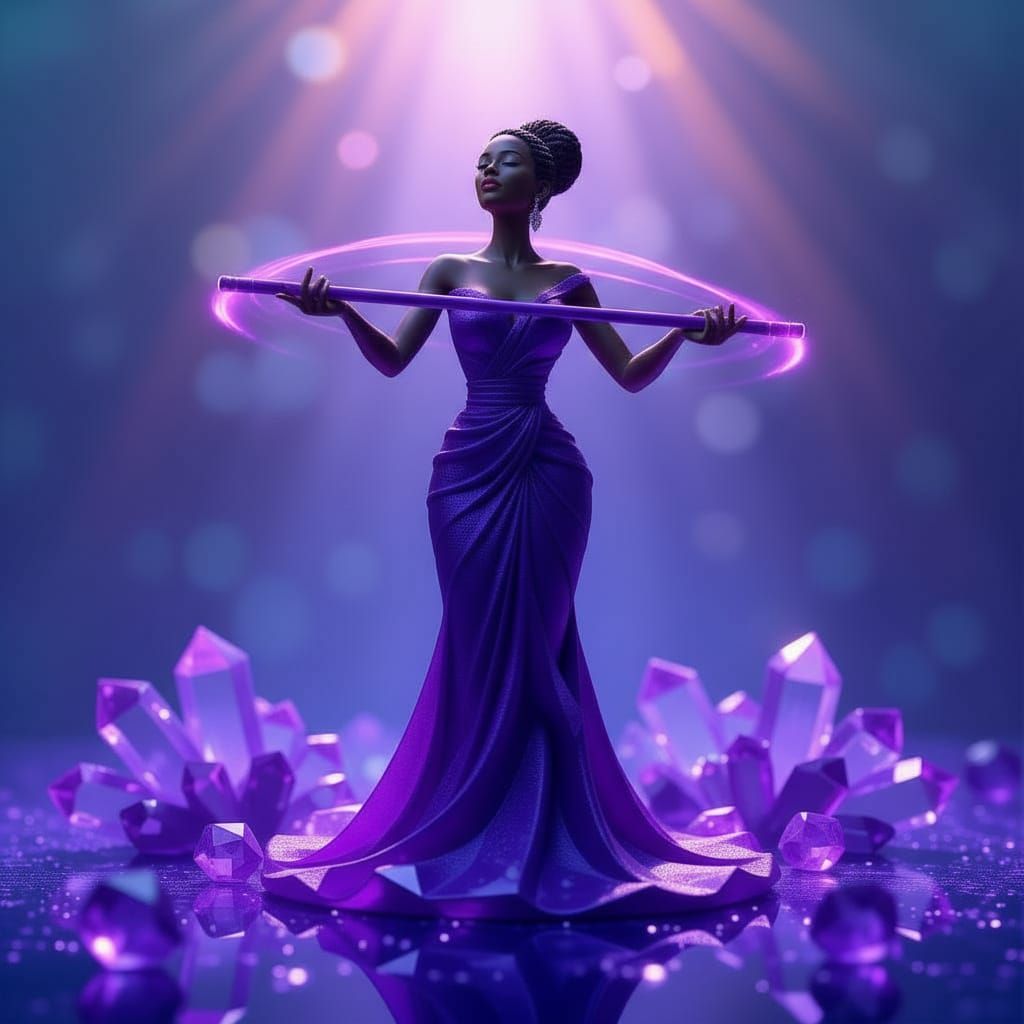 Amethyst Clay Sculpture of Woman Holding Humanity