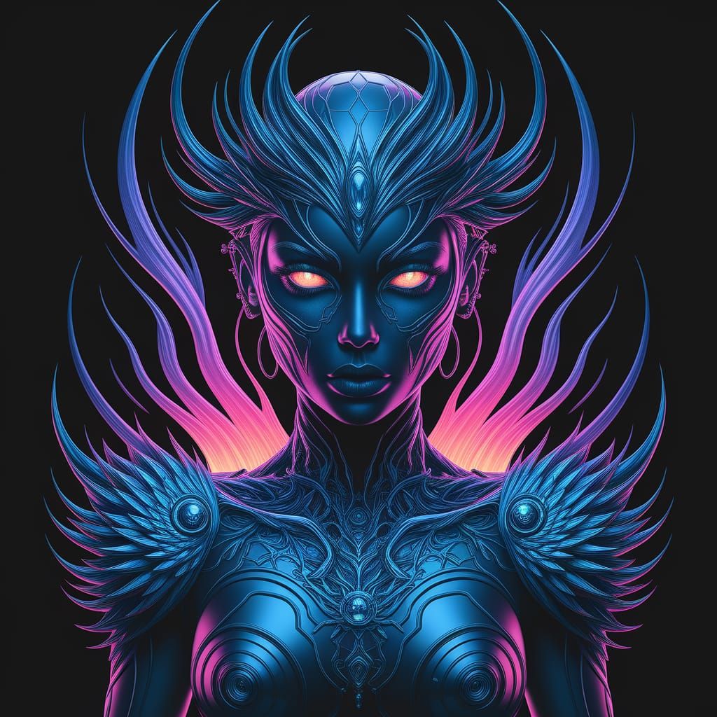 Eternal Obsidian Blazing Abstract Futuristic Art