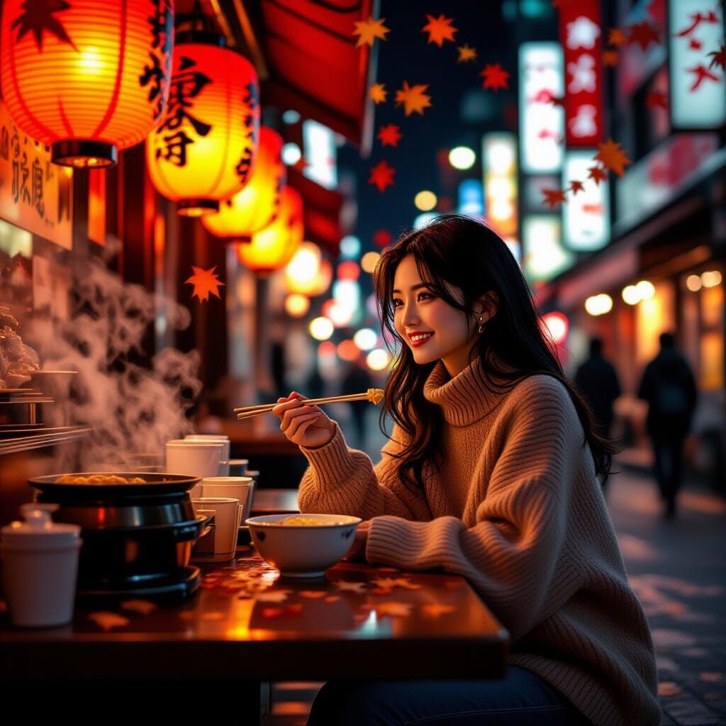 Tokyo Ramen: Romantic Autumn Night in Cinematic Realism