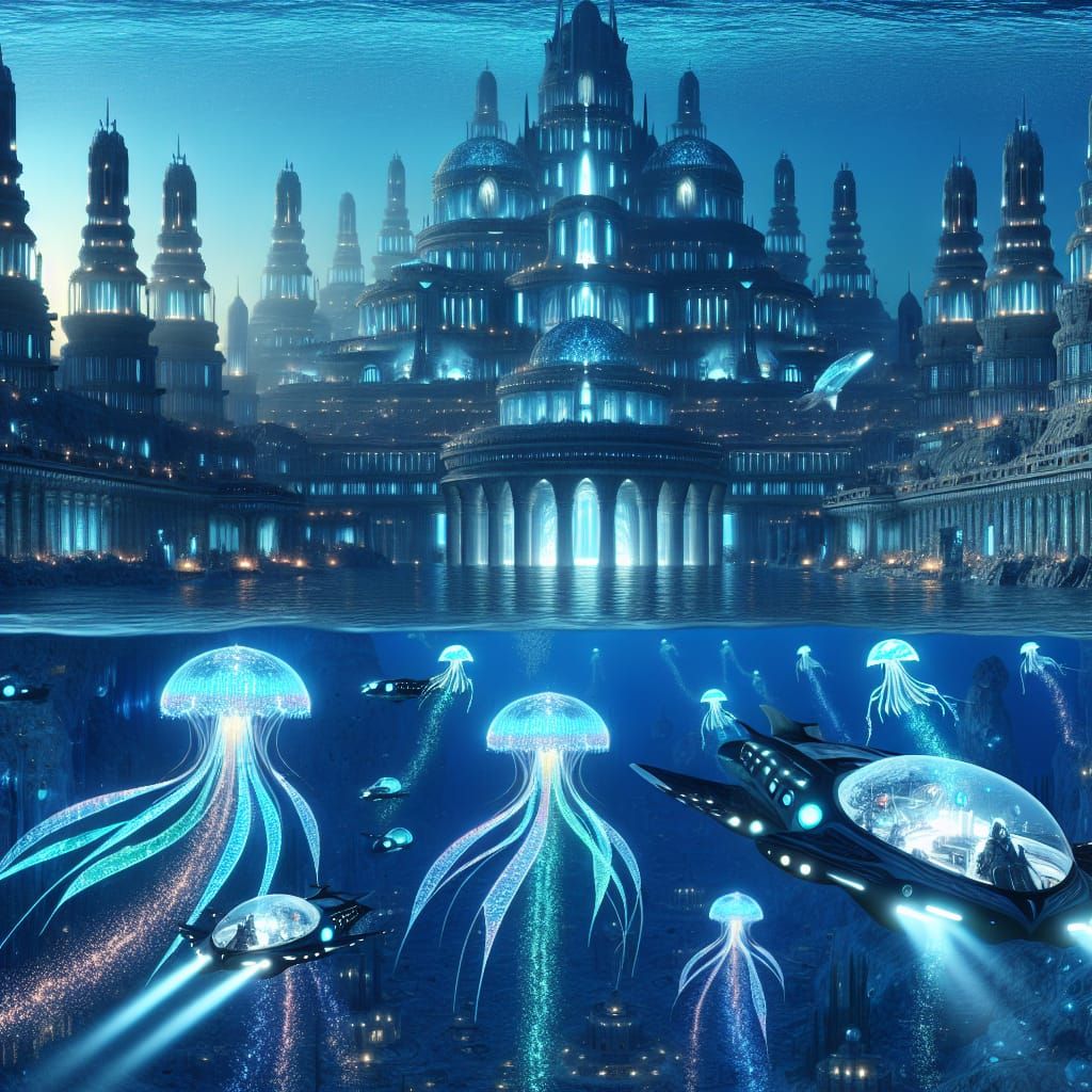Atlantis: Bioluminescent City of Ancient Tech