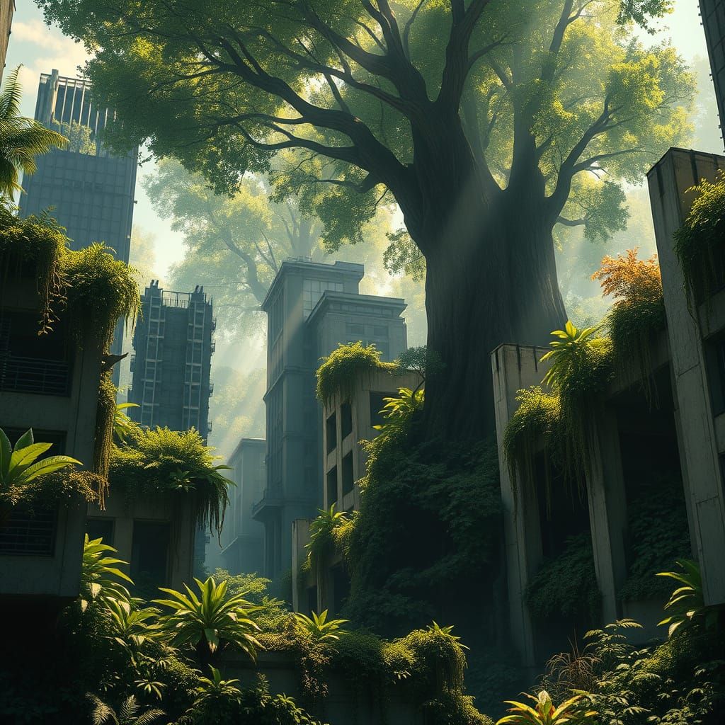 Jungle Reclaims Ruined Modern City in Digital Matte Painting