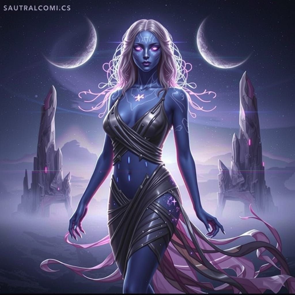 Captivating Alien Woman on Obsidian Plateau
