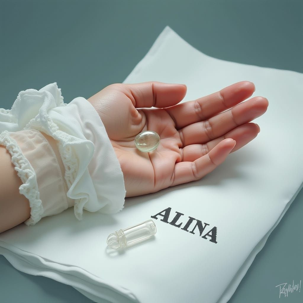 Realist Medical Scene with a Woman's Arm and IV Tube