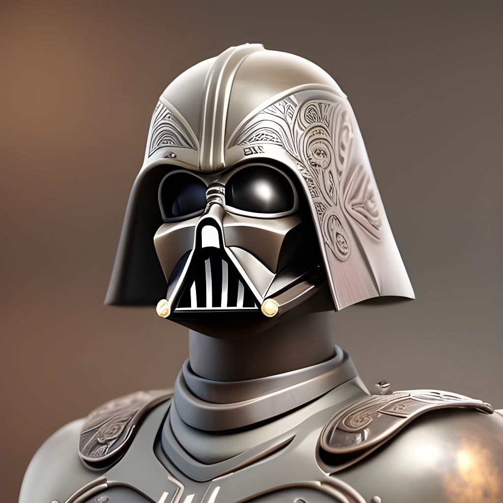 Samurai Darth Vader Portrait in Rococo Filigree Style