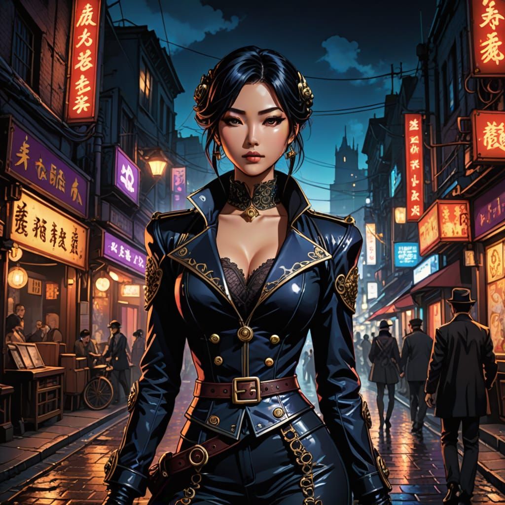 Steampunk Courtesan in Victorian-Era Red Light District