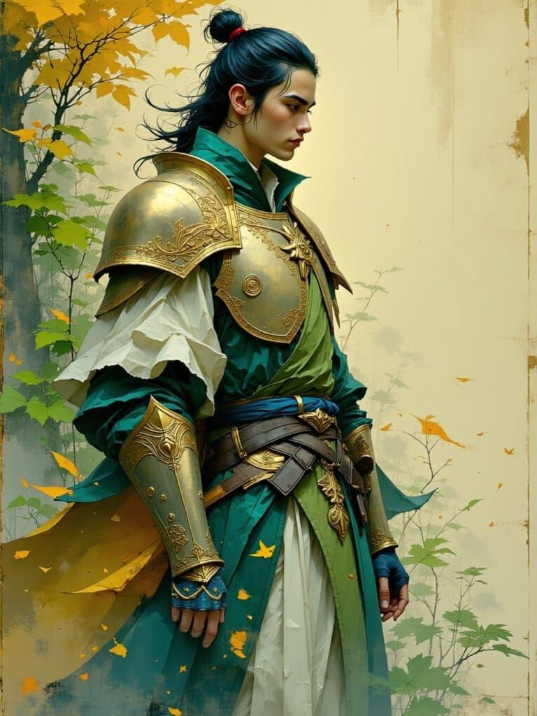 Whimsical Fantasy Cleric in Golden Armor