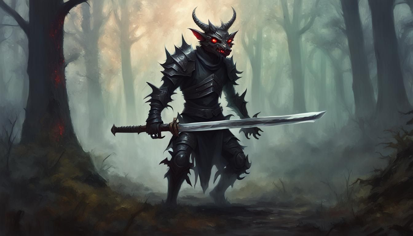 Ethereal Fantasy Kobold in Black Armour