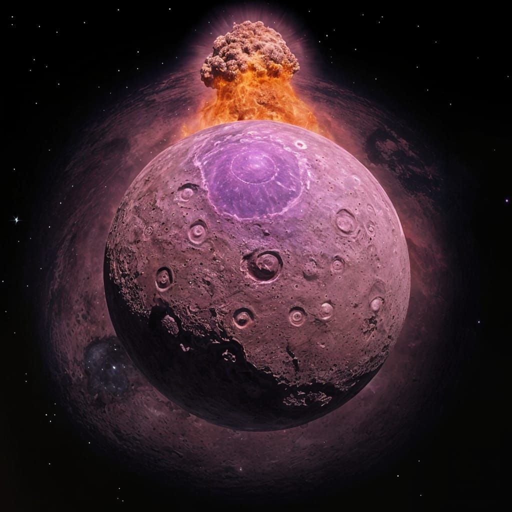 Angry Pluto with Ice Volcano Eruption