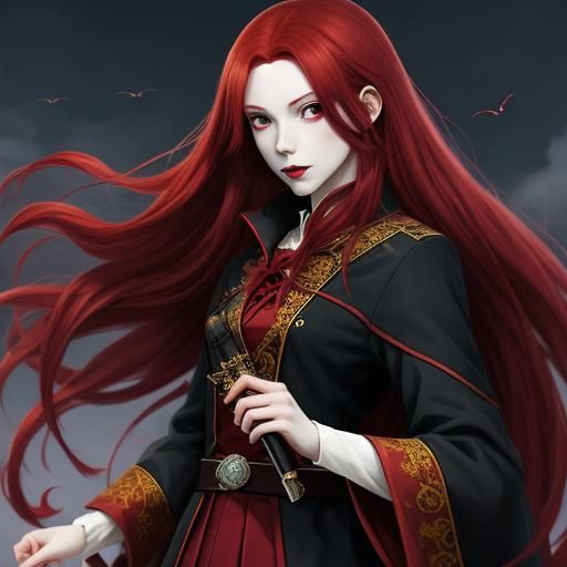 Anime Style Female Vampire Bard Portrait
