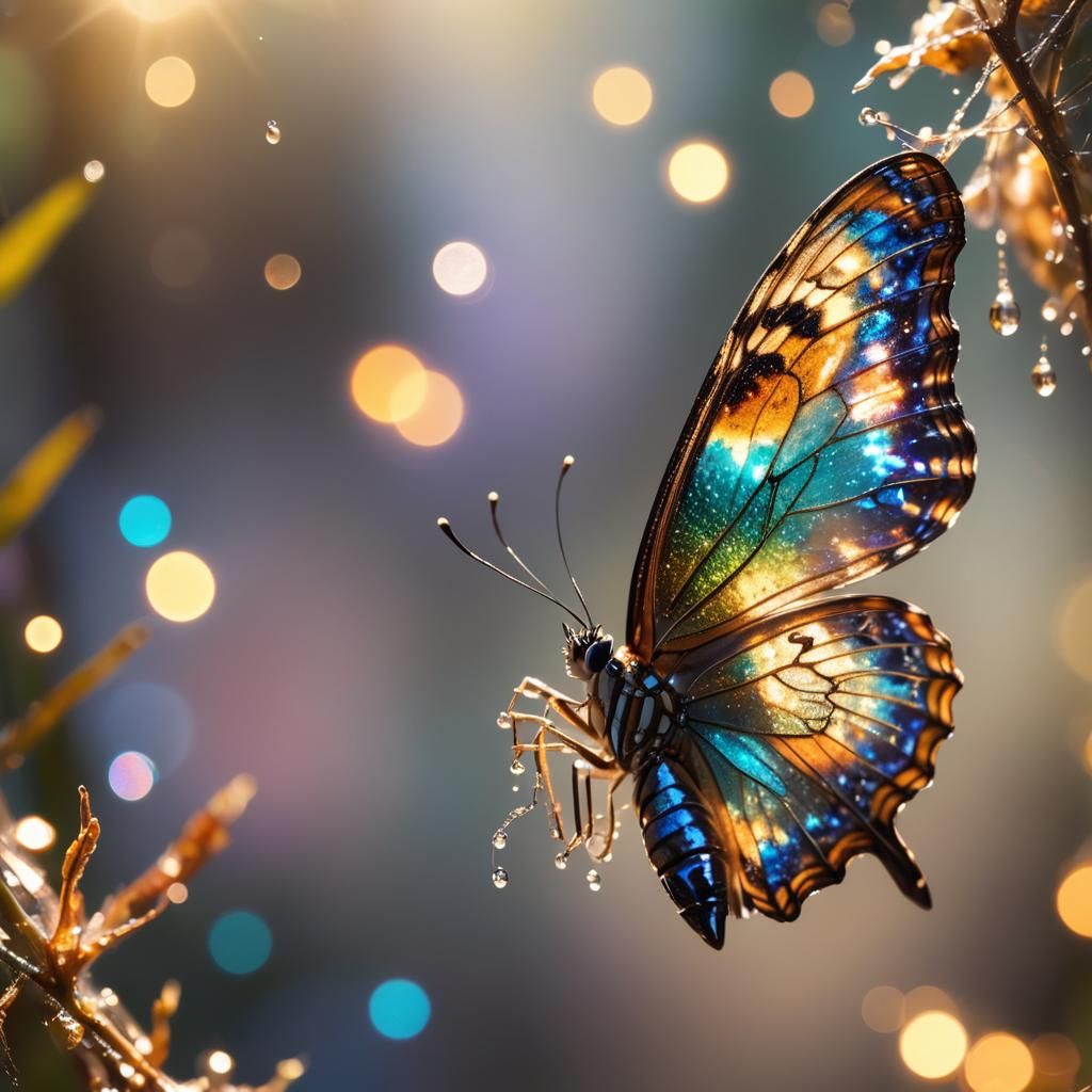 Iridescent Butterfly Emerges: Cinematic Macro Photography