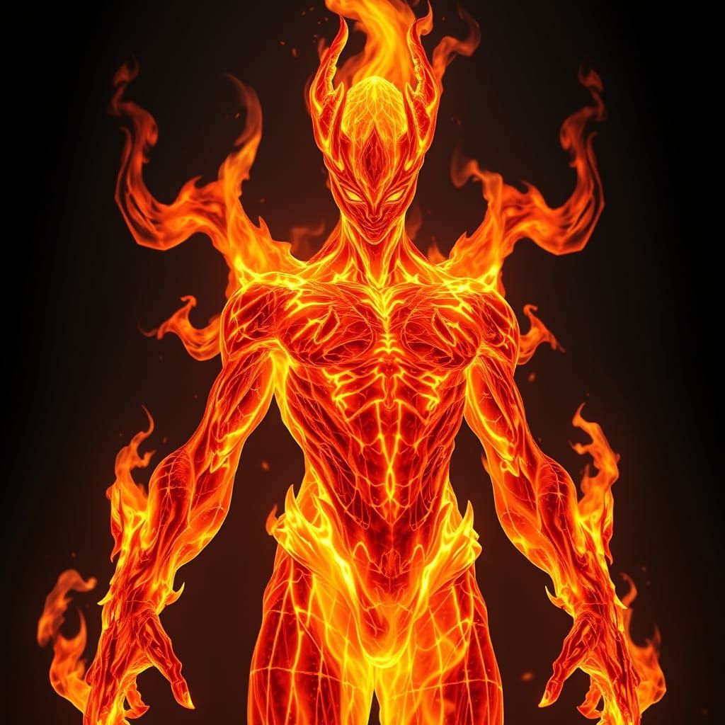 Stunning Fire Elemental in Dark Fantasy Style