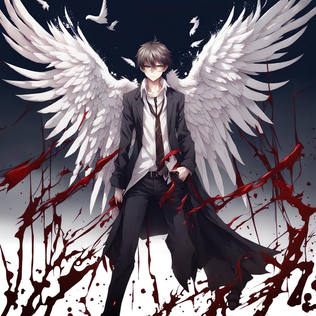 Fallen Angel Standing: Anime Style Illustration