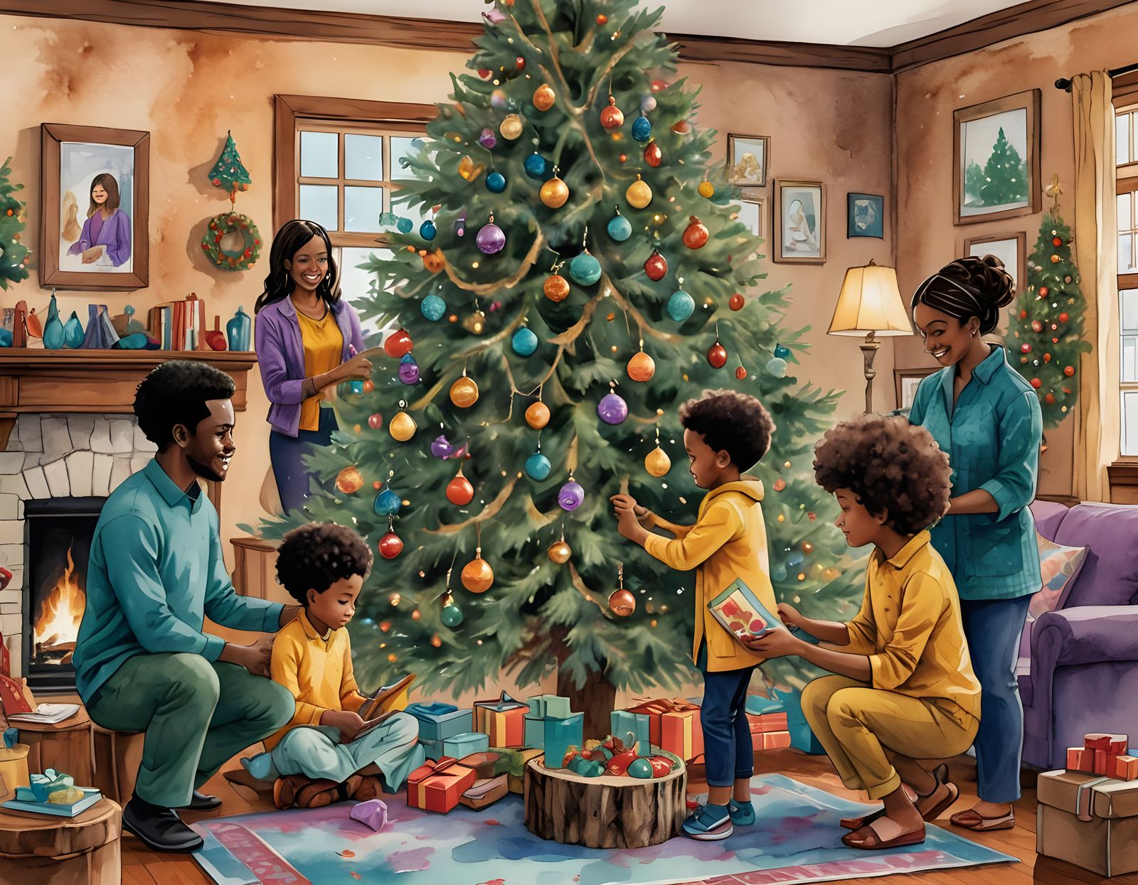 Manga it’s Christmas time  Afrocentric North Pole family tri...
