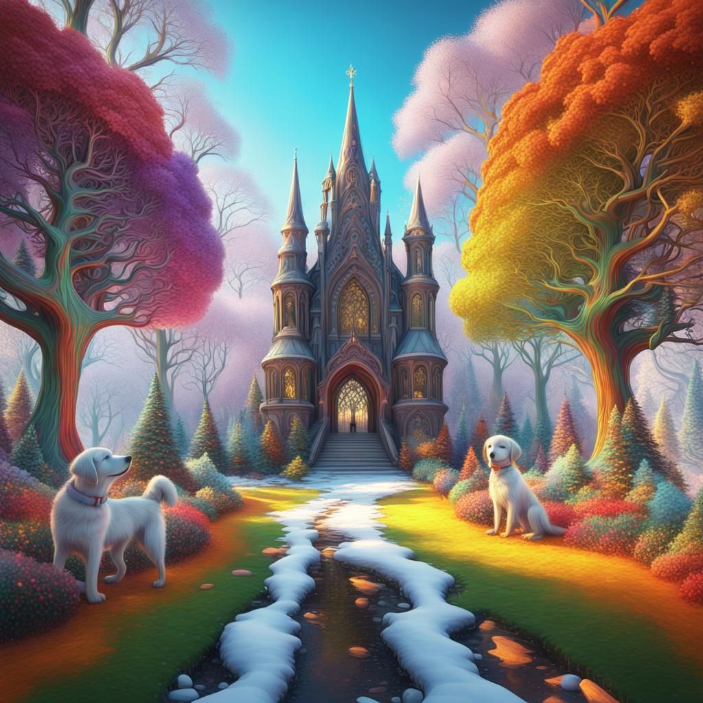 Maximalism colorful villa garden entrance