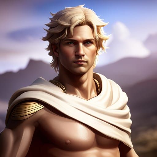 Handsome Young Apollo: Detailed Fantasy Art