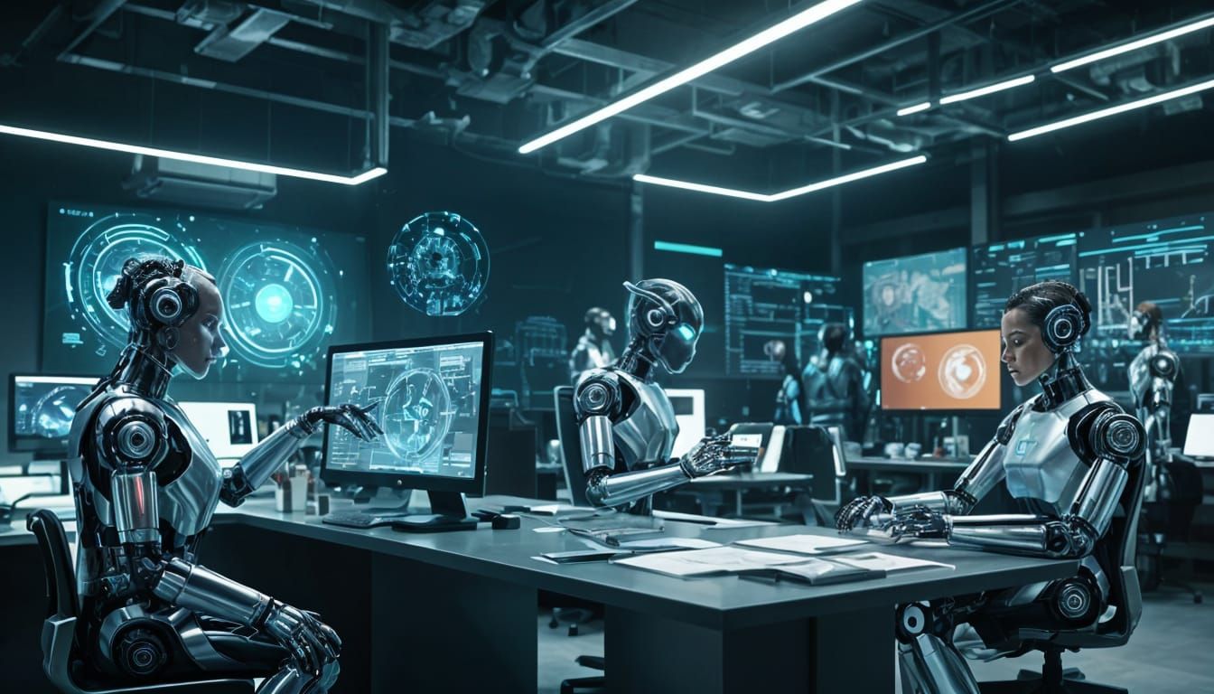 Futuristic AI-Powered Office for Small Business