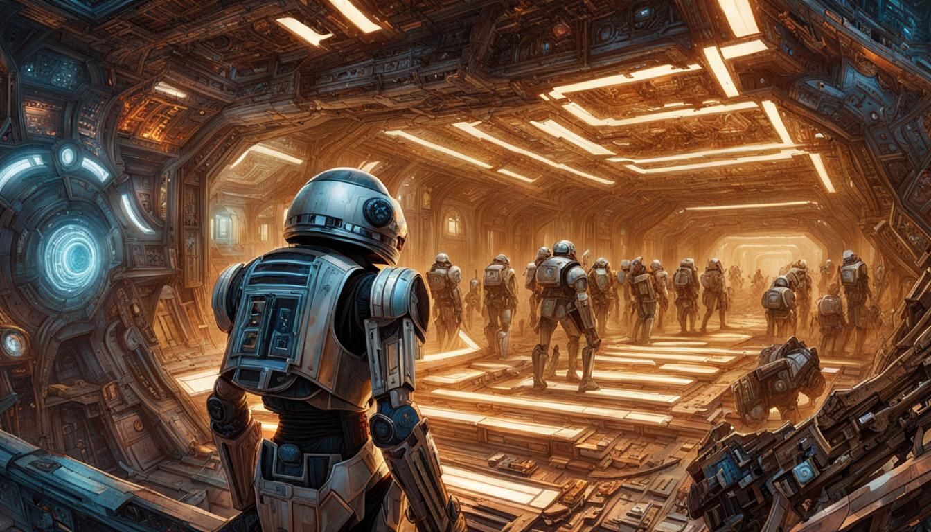 Star-Warriors Trapped in Droid Maze, Digital Illustration