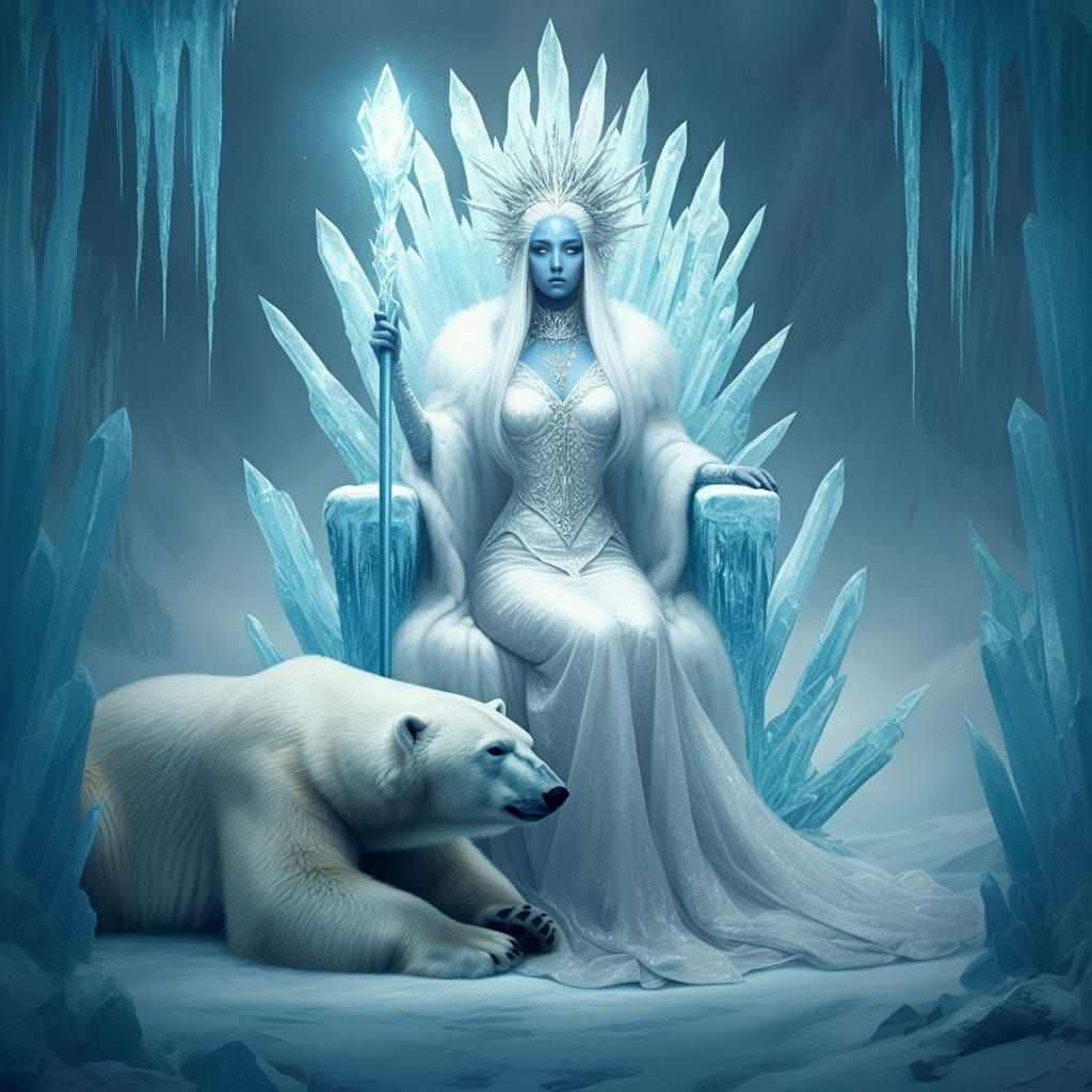 Ice Queen on Throne, Digital Art