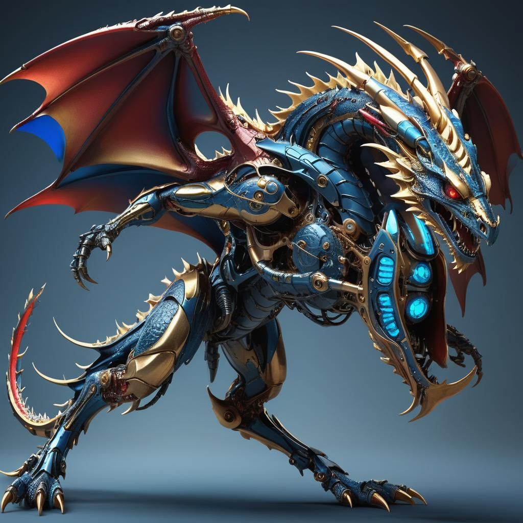 Futuristic Dragon Night Raider with Biometric Implants