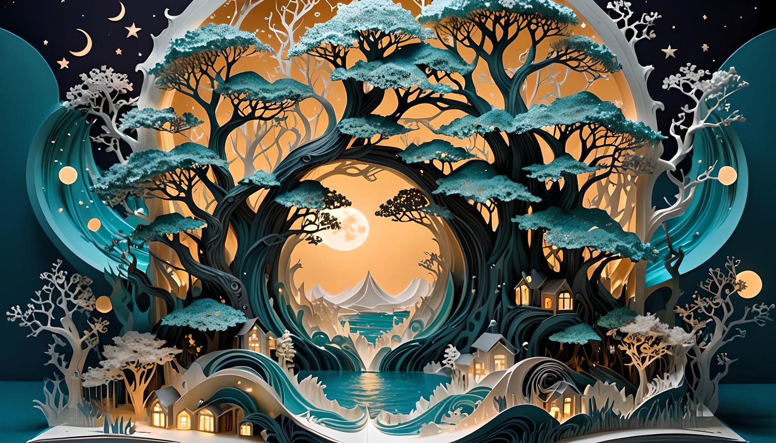 Fantasy Paper Sculpture in Pop-Up Book Style