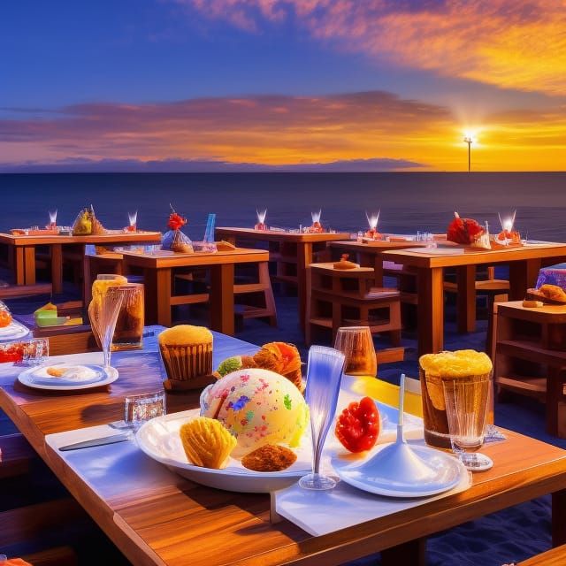Beach Bar Ice Cream Dessert in Photorealistic Style