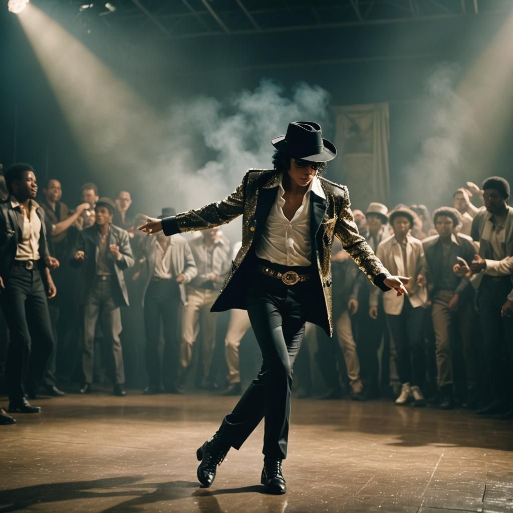 Michael Jackson Dancing on Stage in a Magical Ambiance