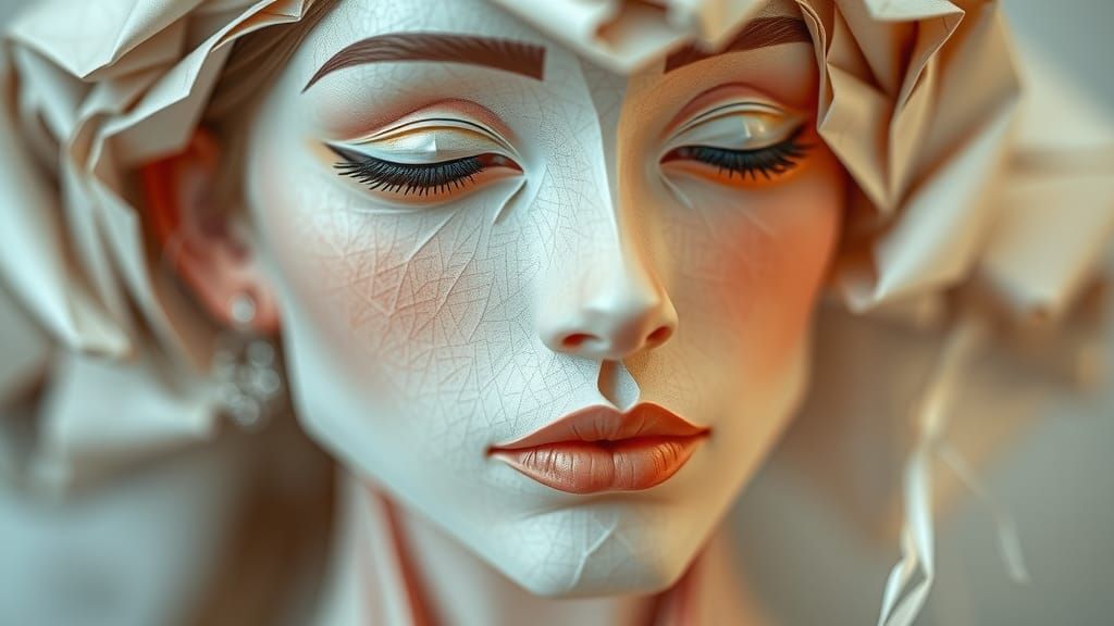 Origami Woman: Delicate Paper Portrait