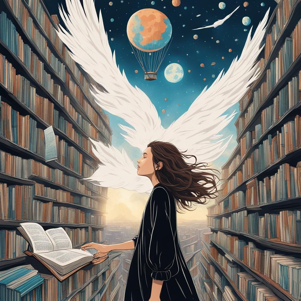 Girl Flies Through Starry Sky in Pop Punk Style