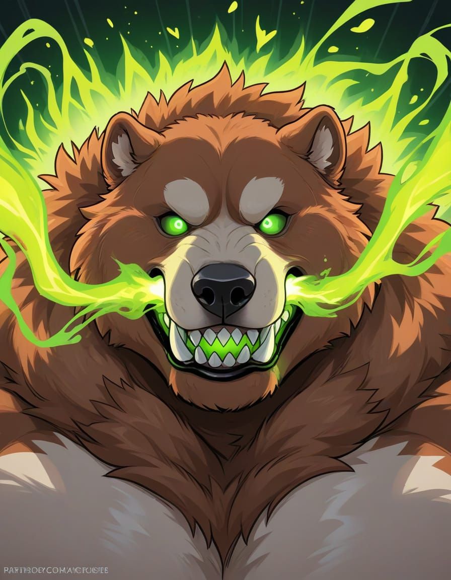 Fierce, Morbidly Obese Kodiak Bear in Dark Portrait