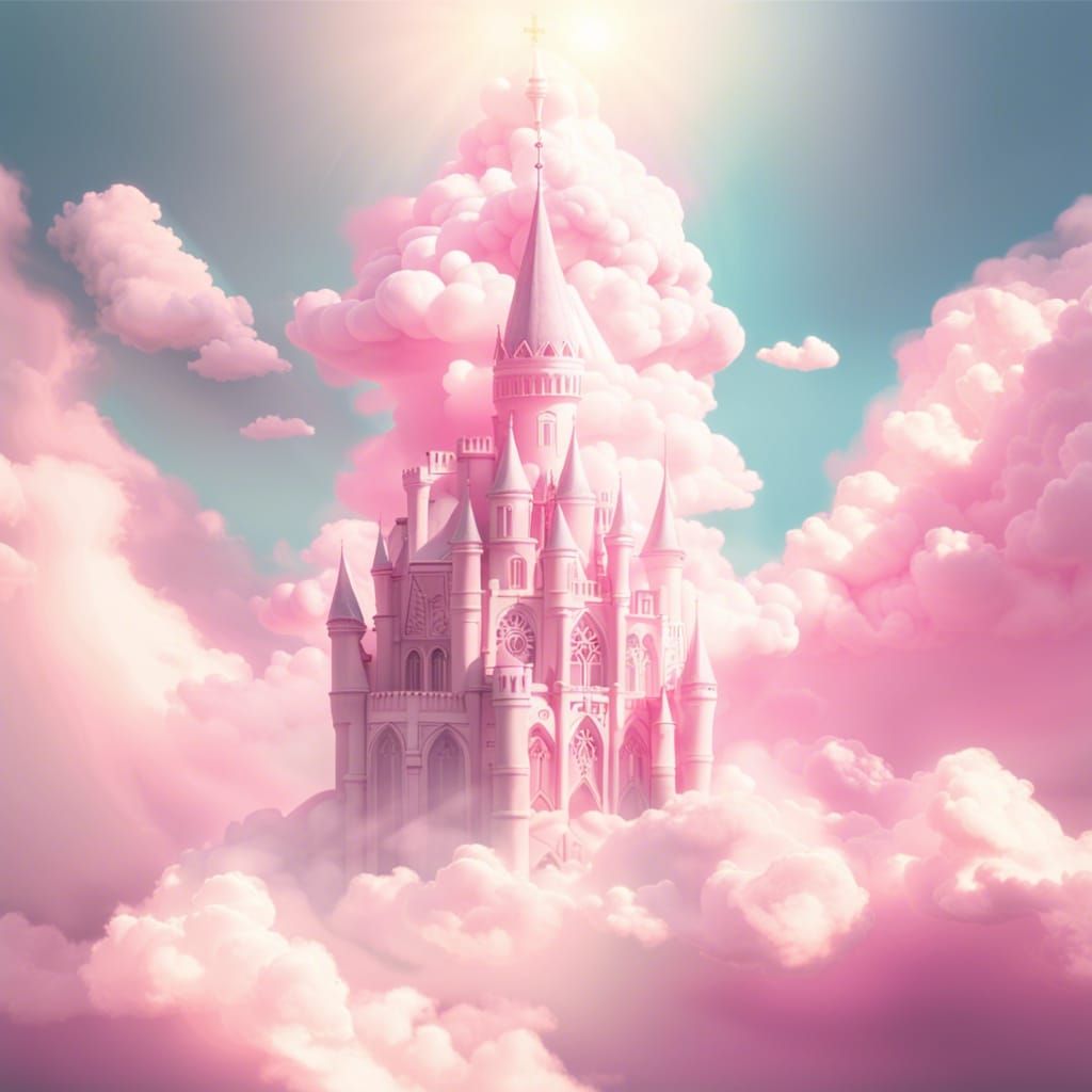 Pink Cloud Castle with Divine Light