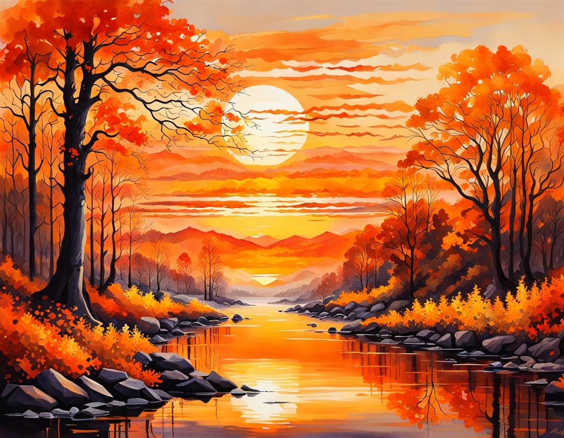 orange automn landscape