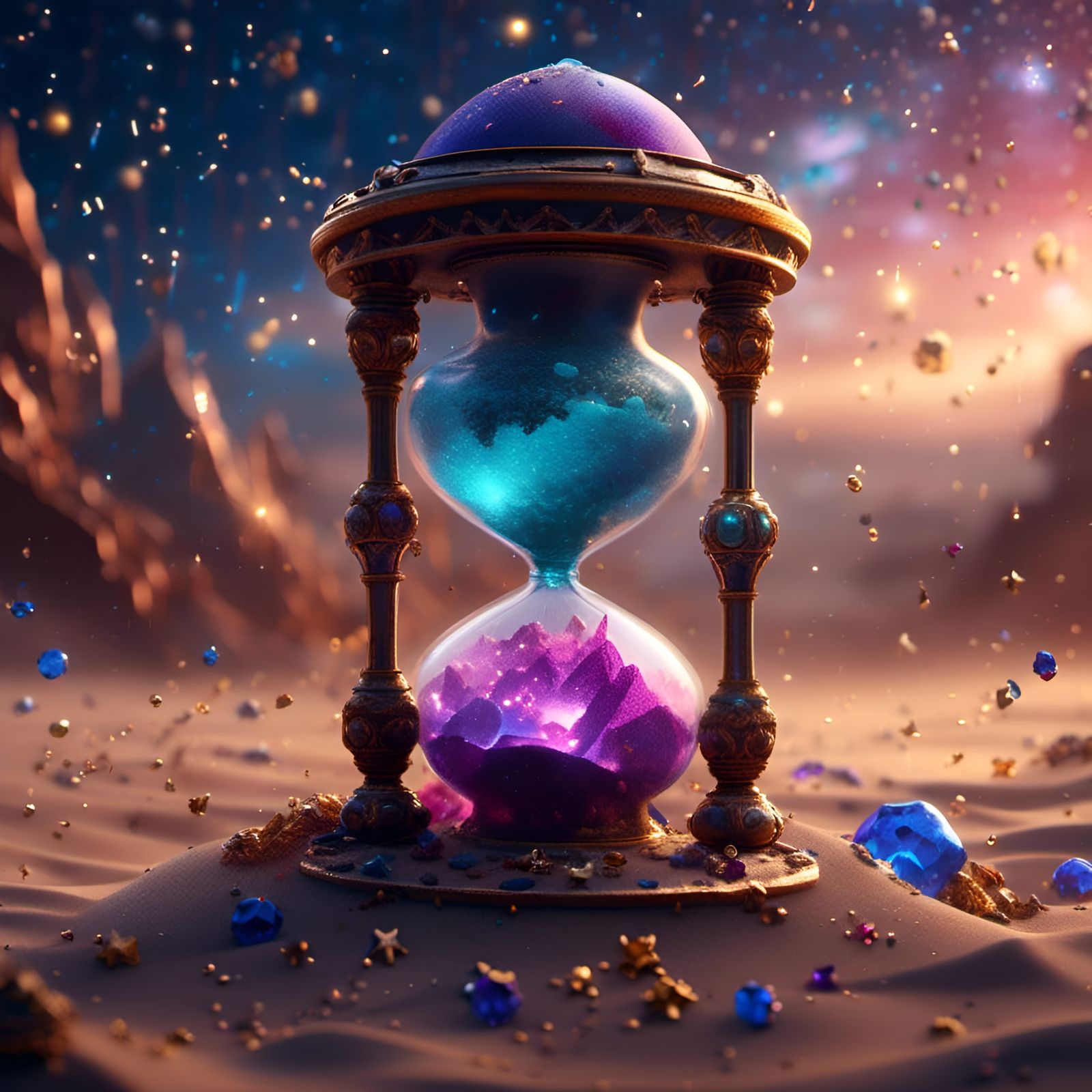Galactic Sand Timer with Stars and Diamonds