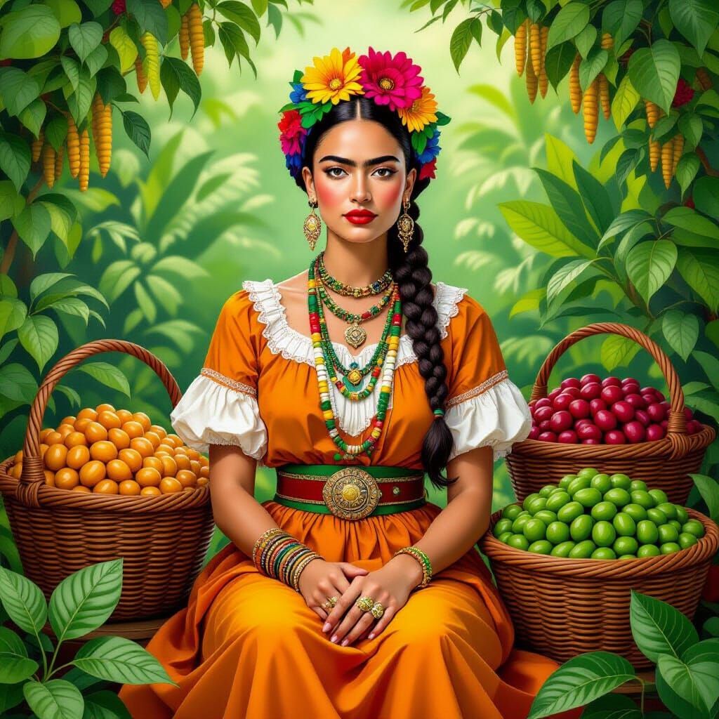 Pinto Bean Goddess in Vibrant Foliage