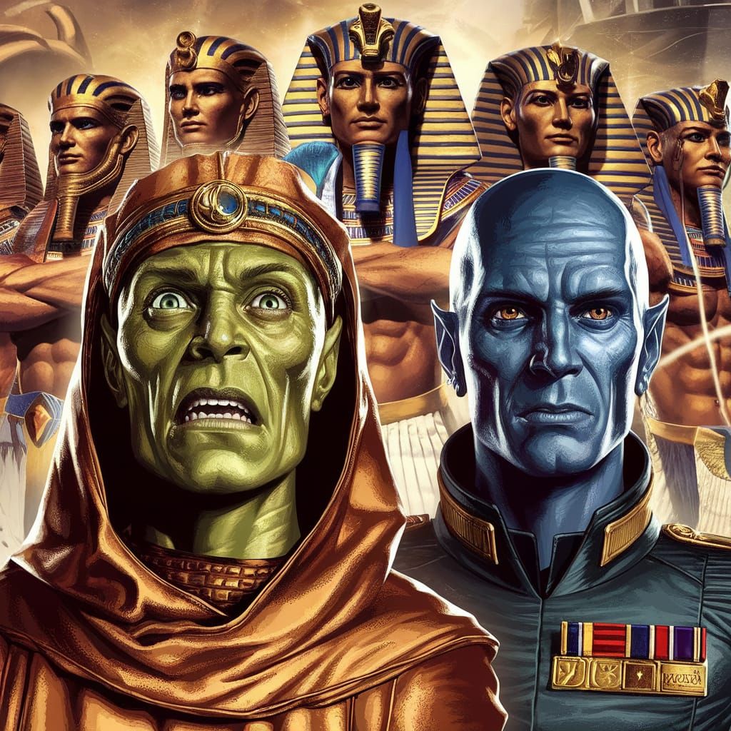 Frightened Alien Priest and Admiral with Gods