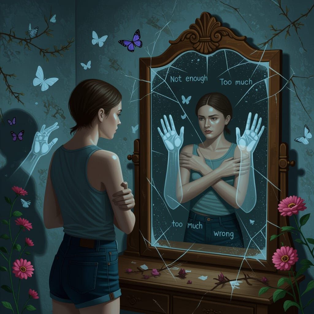 Distorted Reflection: A Digital Painting of Inner Turmoil