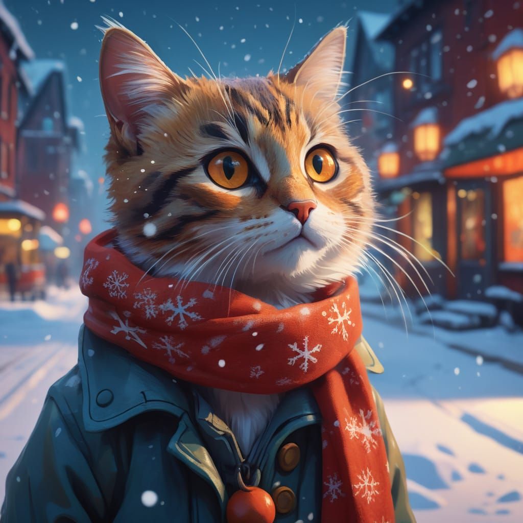 Whimsical Kitten in Vibrant Fantasy World