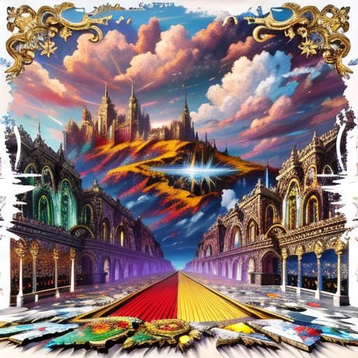 Ethereal Sky with Sunrays and Cloud Reflections