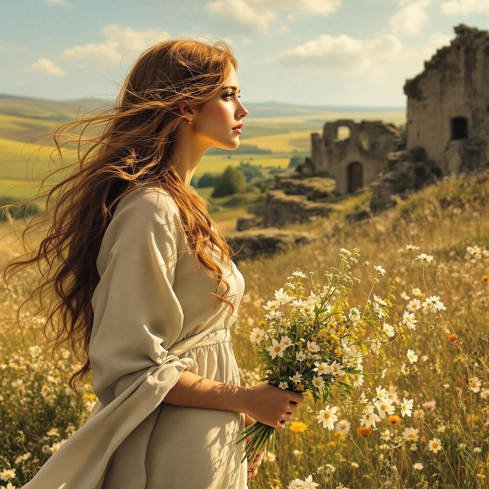 Woman in Ancient Britain, Pre-Raphaelite Painting