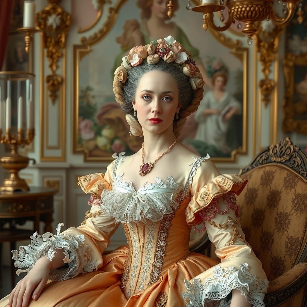 Elegant Madam Pompadour in Rococo Style