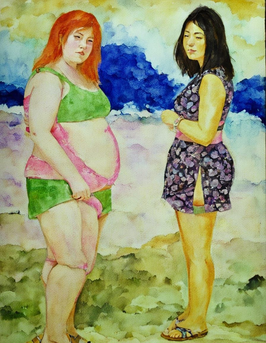 Two Girls Relaxing on a Sunny Beach